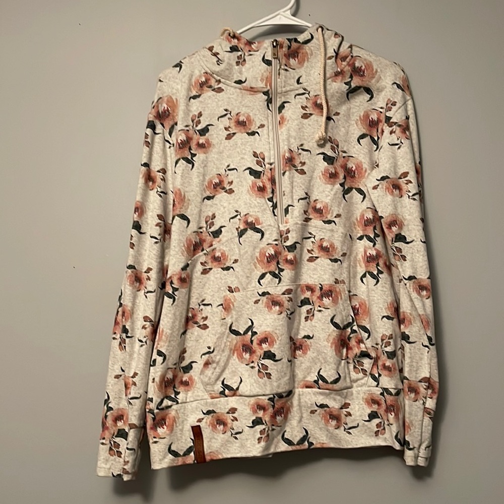 Ampersand Ave. Floral half zip hoodie.